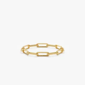 14k Gold Paperclip Chain Ring, Talia