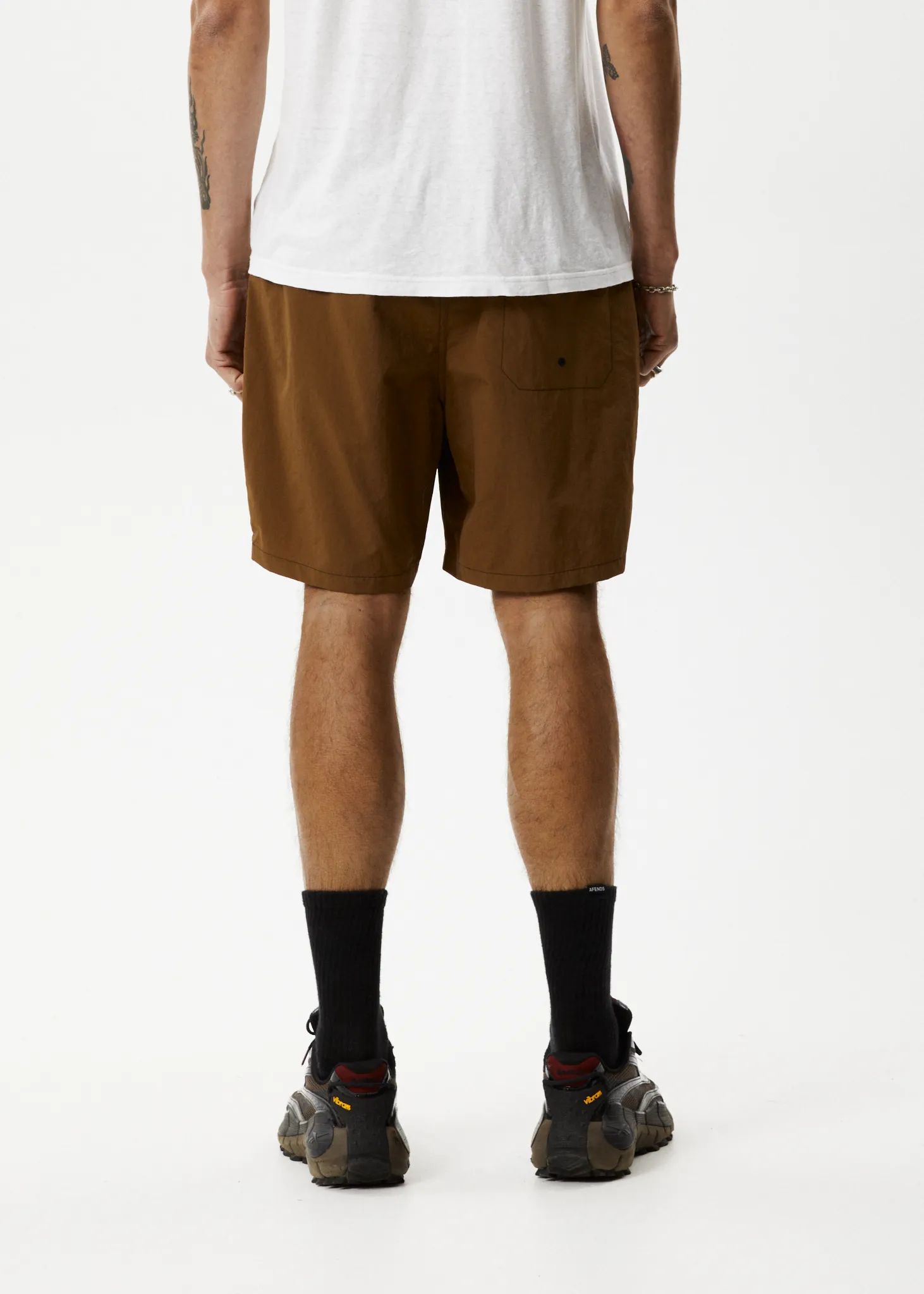 AFENDS Mens Baywatch Liquid Space - Elastic Waist Shorts - Toffee