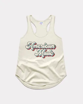 American Made Script White Racerback Tank