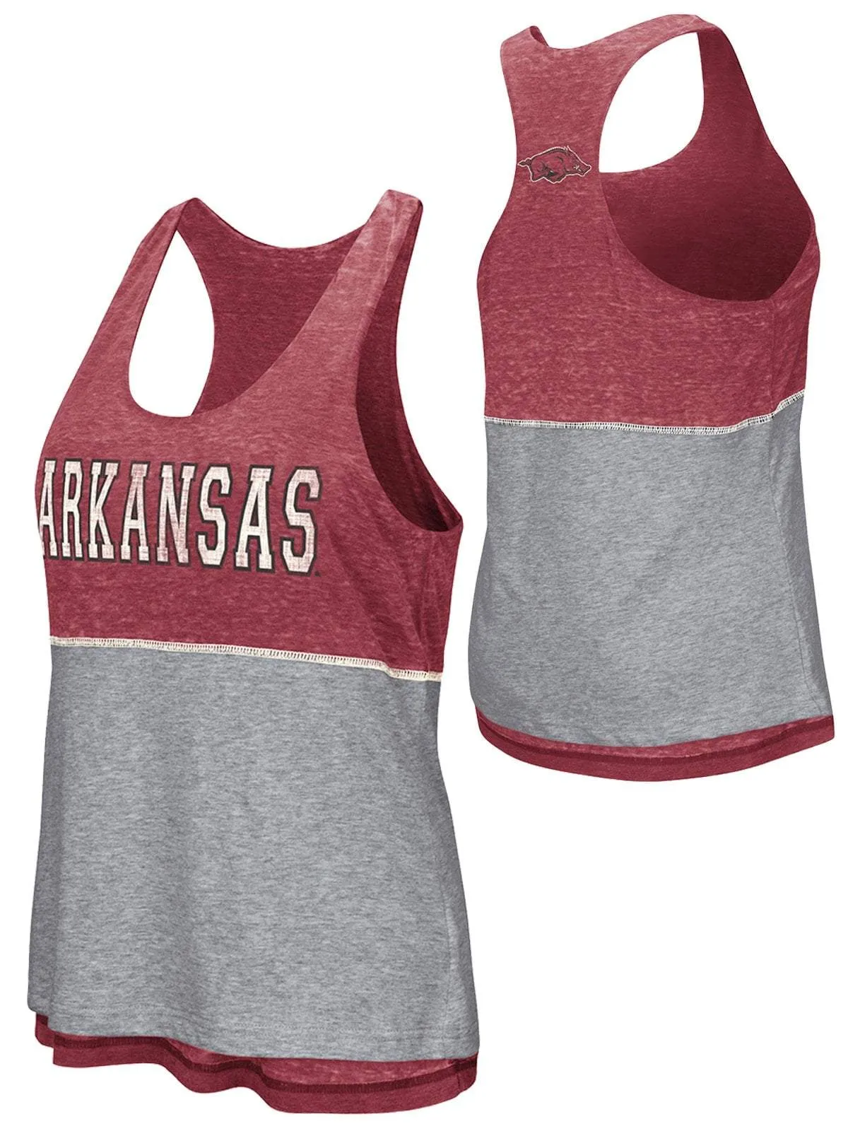 Arkansas Razorbacks Colosseum WOMEN Red Gray Reversible Racerback Tank Top