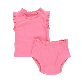 Baby Girls Organic Ruffle Rib 2-Piece Set - Confetti Pink