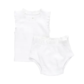 Baby Girls Organic Ruffle Rib 2-Piece Set - Gardenia White