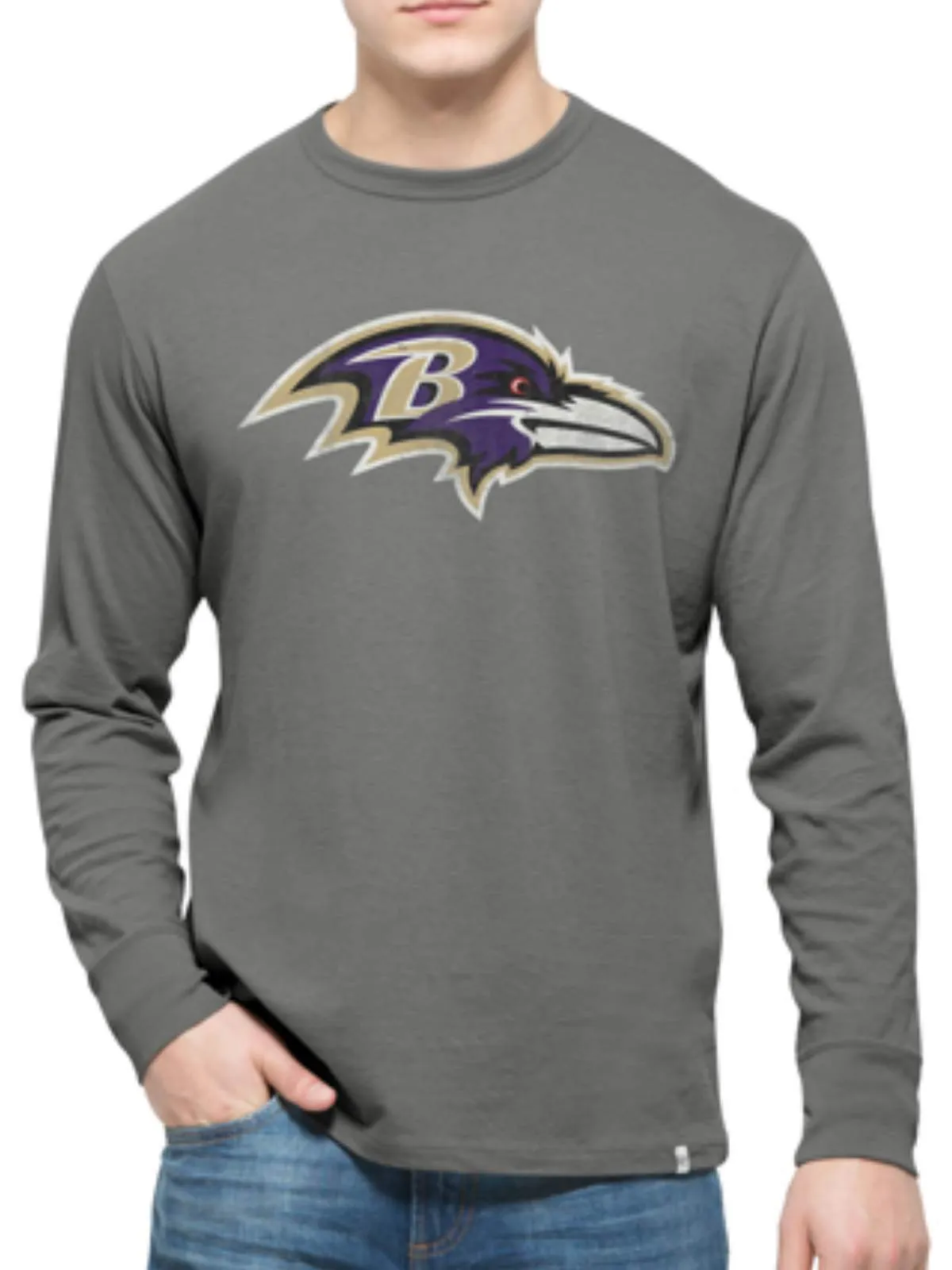 Baltimore Ravens 47 Brand Wolf Grey Long Sleeve Cotton Flanker T-Shirt