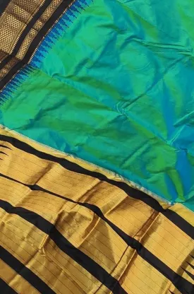 Blue And Green Shot Ilkal Pure Silk Saree