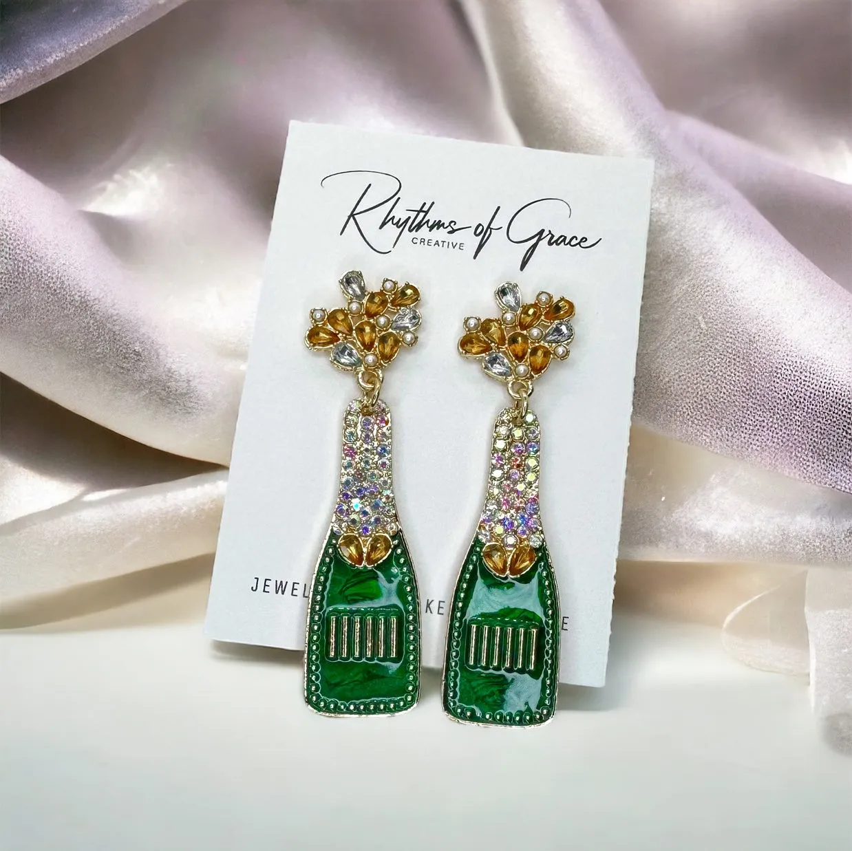 Champagne Earrings - Champagne Bottle, Wine Earrings, Wine Jewelry, Poppin Bottles, Wine Accessories