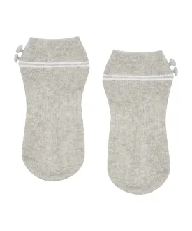 Classic Low Rise Grip Socks - Grey Marle Button (Barre / Pilates)