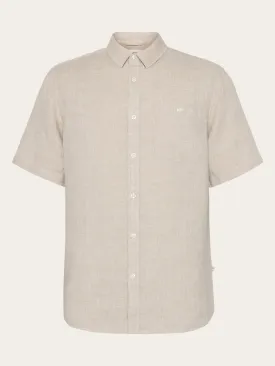 Custom fit linen short sleeve shirt - Yarndyed - Light feather gray