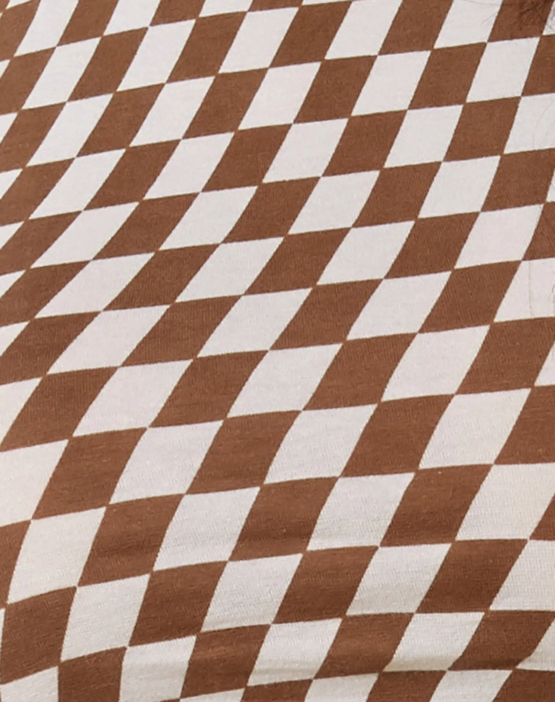 Gimon Crop Top in Diagonal Checker Tan and Ivory