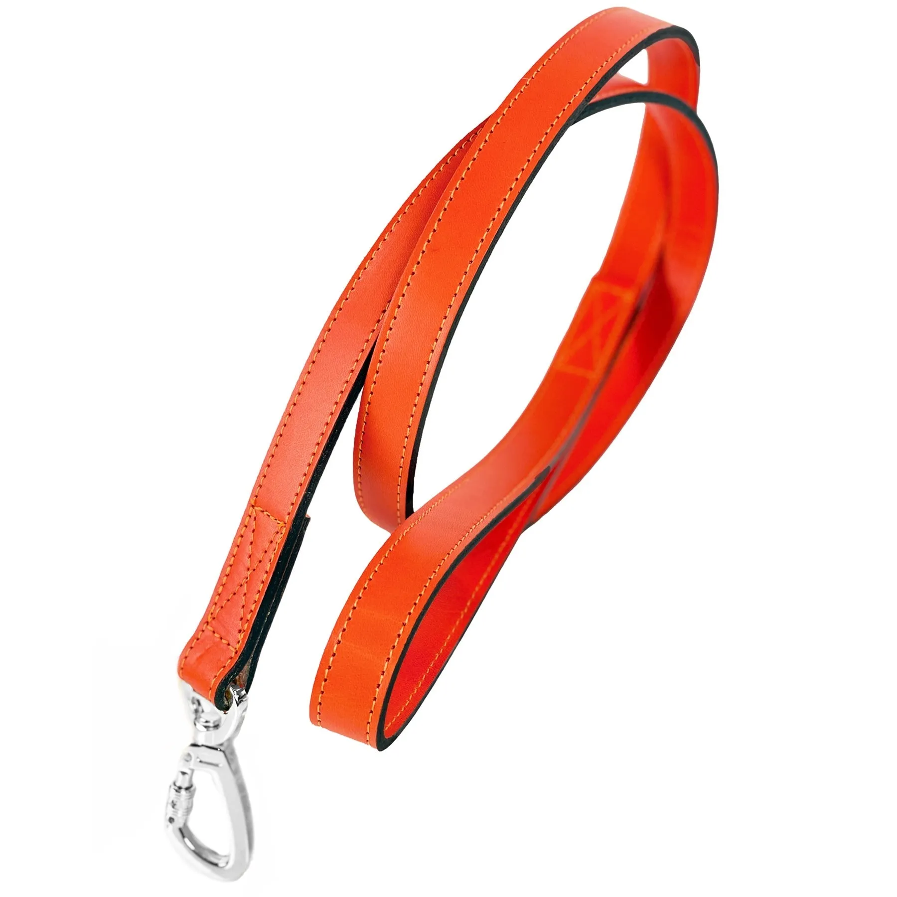 Hamilton Dog Leash in Tangerine & Nickel