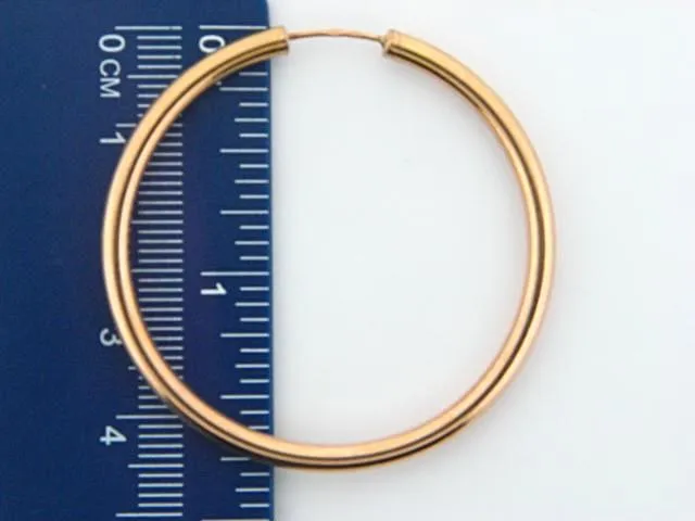 HOOPS30P - 19.2k Gold Plain Hoops Earrings (3mm thickness)