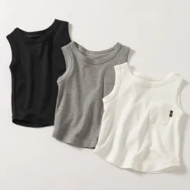 HÄP & CRAFT | Kidswear | Smile Cotton Smooth Tank Top - White / Top Gray / Black