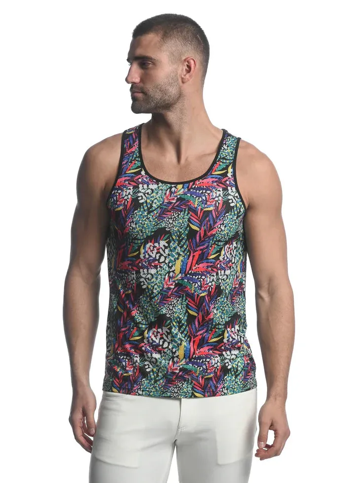 JUNGLE ABSTRACT PRINTED MESH TANK