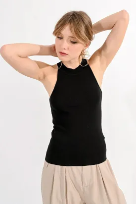 Molly Bracken Ribbed Tank Top in Black