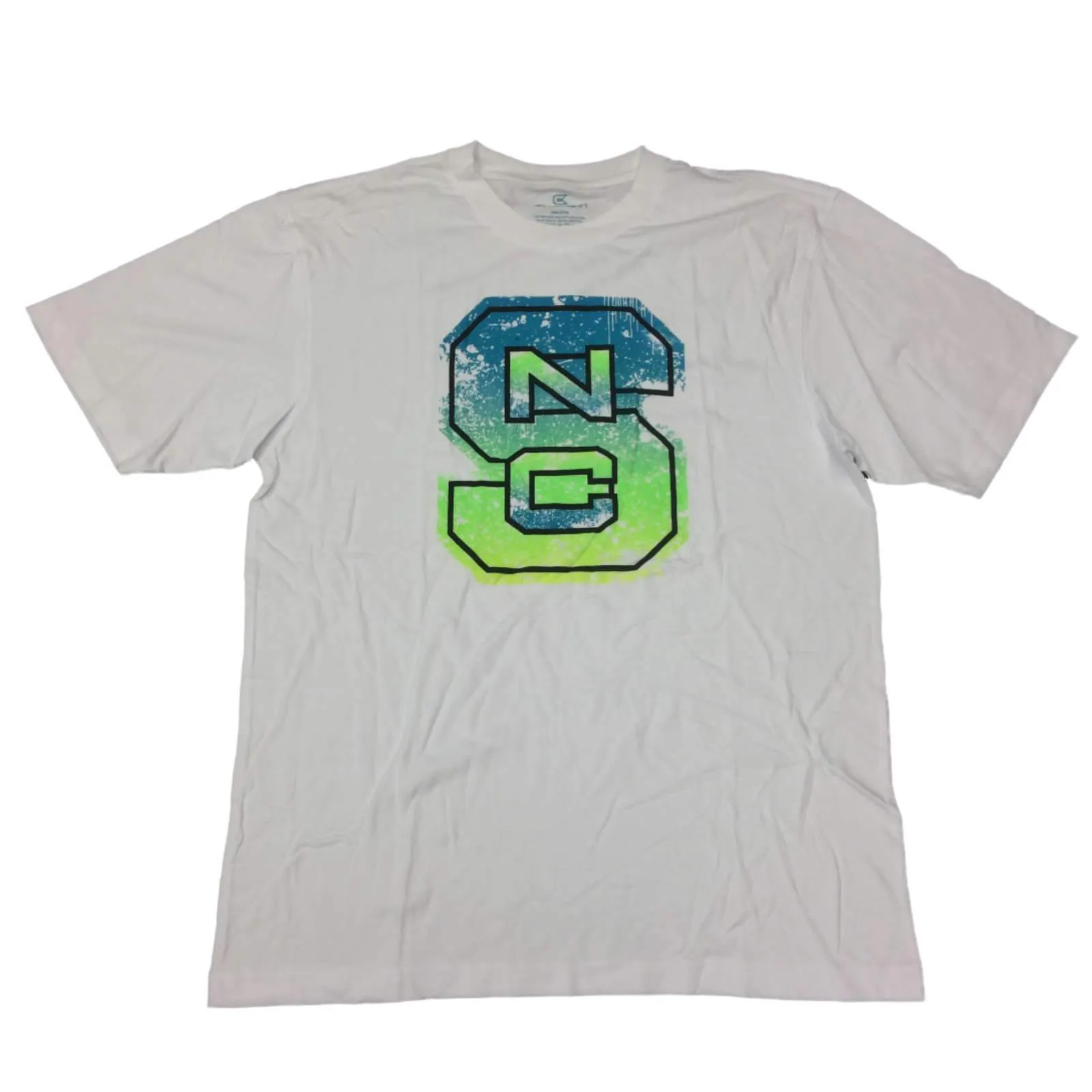 NC State Wolfpack Colosseum White Neon Paint Splatter Logo SS T-Shirt (L)