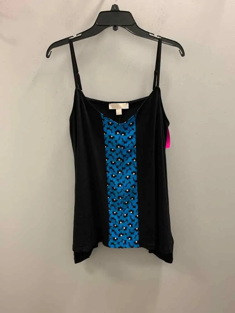 NWT MICHAEL KORS Tops Size XL BLK/BLU/WHT Floral SPAGHETTI STRAP TOP