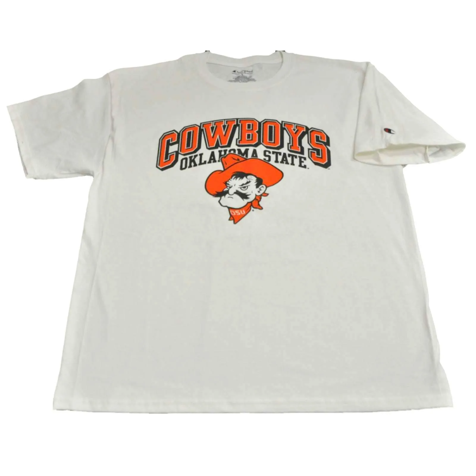 Oklahoma State Cowboys Champion White Big Mascot Head Logo Cotton T-Shirt (L)