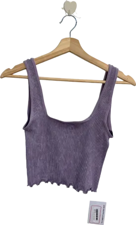 Out From Under Purple Lettuce Edge Acid Wash Tank Top Small