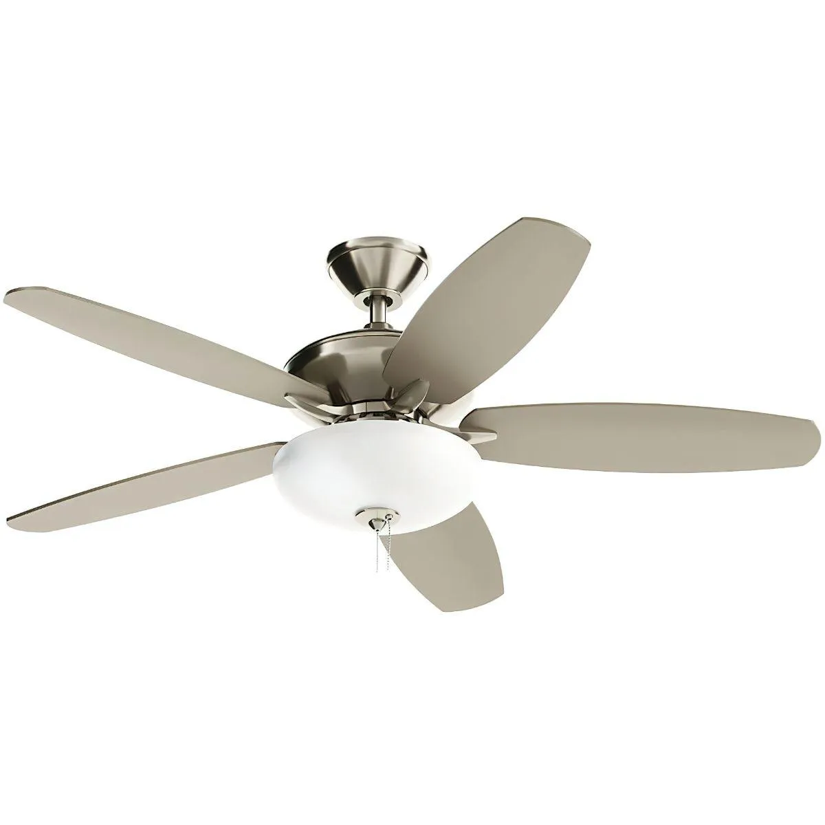 Renew Select 52 Inch Brushed Stainless Steel LED Ceiling Fan with Light Kit and Pull Chain