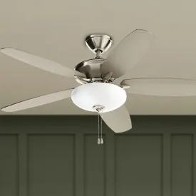 Renew Select 52 Inch Brushed Stainless Steel LED Ceiling Fan with Light Kit and Pull Chain