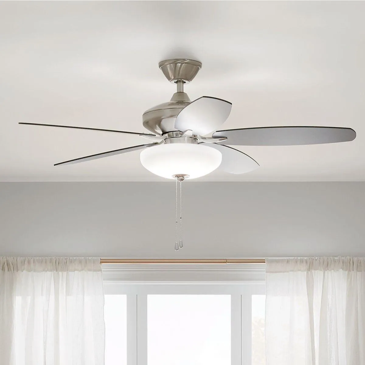 Renew Select 52 Inch Brushed Stainless Steel LED Ceiling Fan with Light Kit and Pull Chain