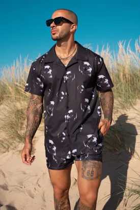 Resort Shirt - Black Skulls