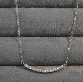 Rhodium Plated Zirconia Studded Linear Chain Pendant Necklace