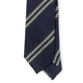 Silk Grossa Grenadine Block Stripe Hand-rolled Tie