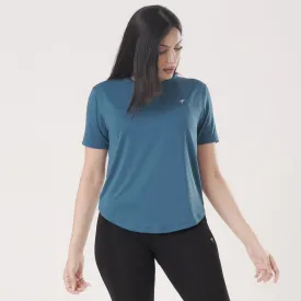 Tf-Premium Teal Half Sleeve Women Mesh Tee